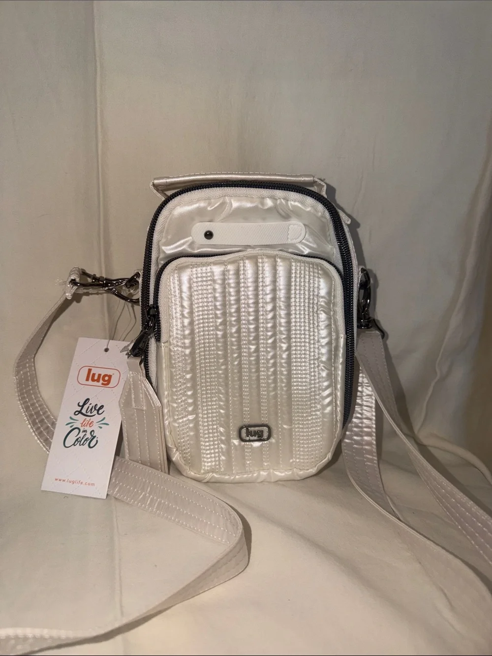 lug Pearl Quilted Ivory Crossbody Bag